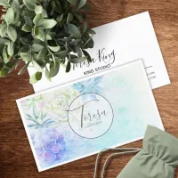 Watercolor Succulent Pastel ID567 Business Card