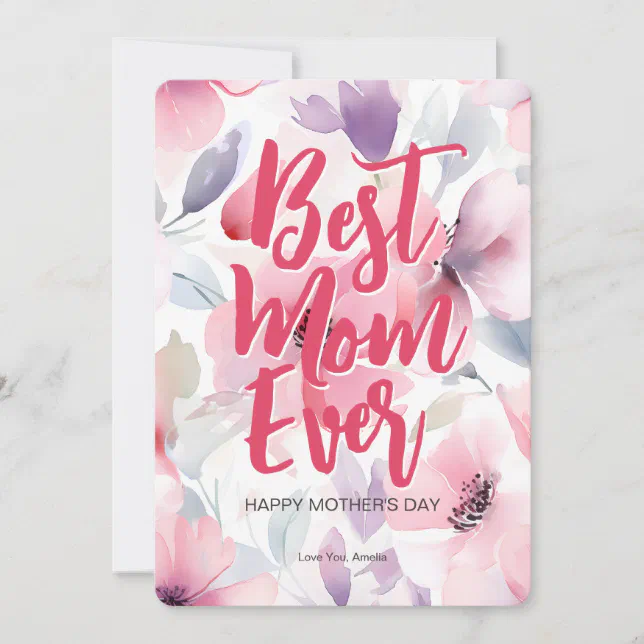 Pink & Purple Watercolor Flowers | Mother's Day Card