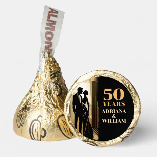 Art Deco Retro Black & Gold Wedding Anniversary Hershey&#174;'s Kisses&#174;