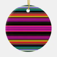 Thin Colorful Stripes - 2 Ceramic Ornament