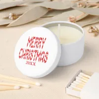 Merry Christmas Candy Cane Holiday Font Soy Wax Mini Candle Favors