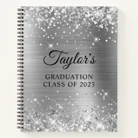 Glittery Silver Foil Graduation Guest Notebook