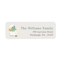 Cute Green Dino-Themed Baby Party Return Address Label