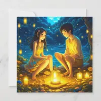 Personalized Romantic Anime Couple Valentine's Day Card