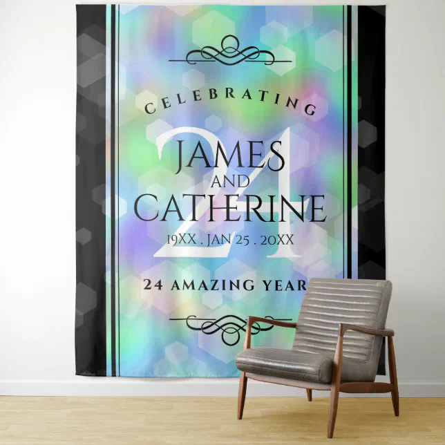 Elegant 24th Opal Wedding Anniversary Celebration Tapestry