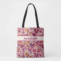 Cute Girly Hearts and Stars in Pinks and Golds Tote Bag