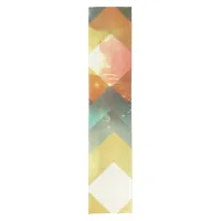 Seventies Orange Abstract Techno Triangles Short Table Runner