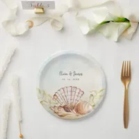 Summer Beach Seashell Tropical Wedding Paper Plates