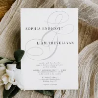 Elegant Classic Calligraphy Ampersand Wedding Invitation