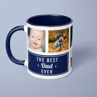 The Best Dad Ever Blue Custom Photo Collage Mug