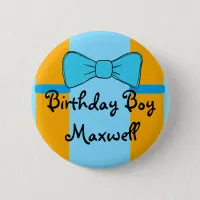 Personalized Birthday Boy Suspenders and Bow tie Button