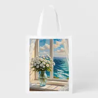 Pretty Ocean View Coastal Art Grocery Bag