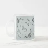 Simple Black Hearts, Floral, Infinity on Grey | Frosted Glass Coffee Mug