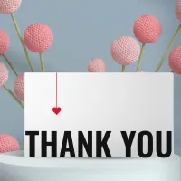 Simple Red Heart Black and White Thank You Card