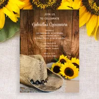 Sunflowers and Cowboy Hat Quincea&#241;era Barn Party  Invitation