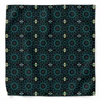 Black & Teal Stylish Floral Geometric Pattern Bandana