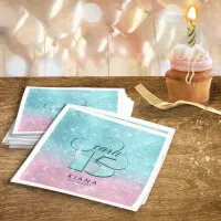 Glitter and Shine Quinceanera V1 Teal/Pink ID701 Napkins