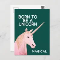 Born to Be a Unicorn Statue Head Magical Postcard