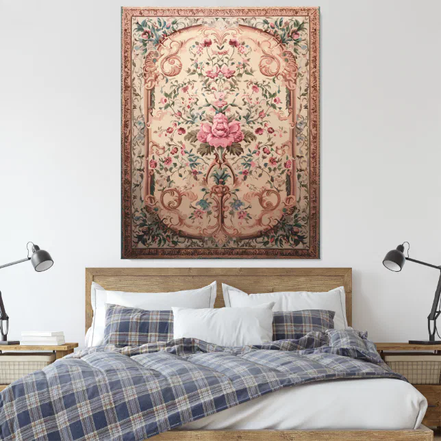 Elegant Persian Floral Rug Stretched Canvas Print