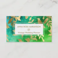 *~* Birds Flowers Gold Art Deco Pattern Business Card