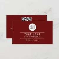 QR Code Name Professional Logo Dark Red Calling Card