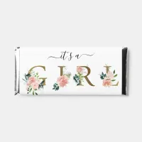 Pink Floral Its a Girl Gender Reveal Baby Shower  Hershey Bar Favors