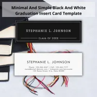 Graduation Name Card I Minimal Simple Black Insert