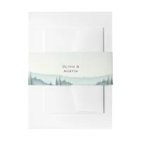 Watercolor Pine Forest Wedding  Invitation Belly Band