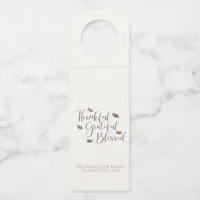 Cozy Thankful Grateful Blessed Thanksgiving Leaves Bottle Hanger Tag