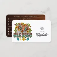 Rustic Blessed Life Black Woman Nail Salon Design Business Card