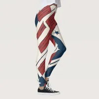 Abstract Stars and Stripes 4th of July Leggings