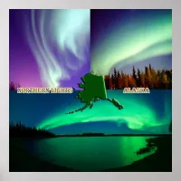 Northern Lights of Alaska Collage Poster