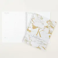 Luxury Chic Gold Foil Marble Monogram Planner