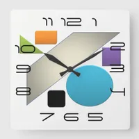 Minimal Geometric Avant-Garde Bright Square Wall Clock