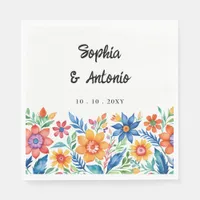 Colorful Mexican Floral Fiesta Wedding Napkins