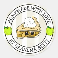 Made with Love, Apple Pie, Homemade Home Baked Classic Round Sticker