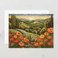 Tuscany Spring Landscape Painting Italy Travel Art Postcard
