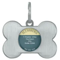 Color Block Teal Yellow Modern Chic Elegant Pet ID Tag