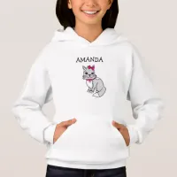 Personalized Little Girl's Gray Kitten with Bow To Hoodie