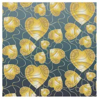 Golden Hearts Pattern Fabric