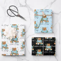 New Baby or Baby Shower Blue Teddy Bear  Wrapping Paper Sheets