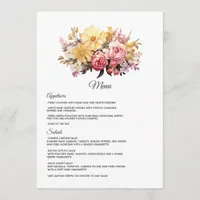 Blush and Gold Floral Wedding Menu