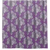 Luxurious Metallic Purple Damask Pattern Shower Curtain