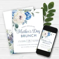 Hydrangea Rose Floral Mother's Day Brunch Invitation