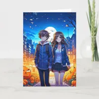 Happy Halloween | Anime Couple Holding Hands Card