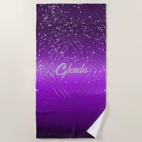 Modern Purple Brushed Metal with Silver Monogram | Beach Towel