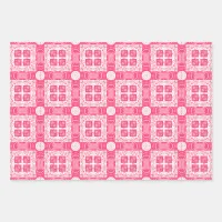 Trendy Pink White Shapes Geometric Pattern  Wrapping Paper Sheets