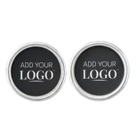 Elegant Black Custom Logo Business Branding Swag Cufflinks