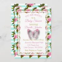 Personalized Baby Girl  Butterfly Baby Shower Invitation