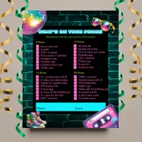 What's on your phone 90s Neon Disco Birthday Game